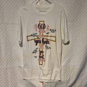 Inspirational White and Gold Large Women's Short Sleeve T-Shirt